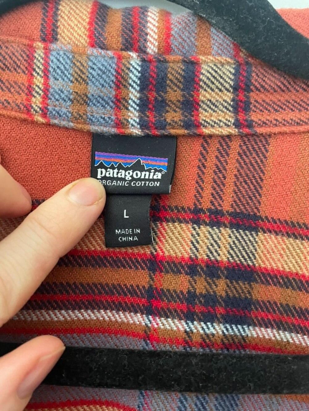 Patagonia Organic Cotton Flannel Shirt Plaid Orange Size L - Picture 2 of 4